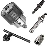 Hymnorq 1/2-20UNF Keyed Drill Chuck 3-16mm Clamping Range with SDS-plus Shank, 1/2 Socket Square Converter and 1/4 Inch Hex Shank, Fit Impact Driver Hammer, Electric Wrench and Air Screwdriver