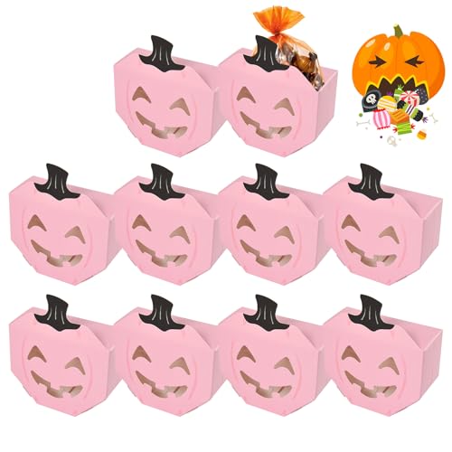 WEITING Cajas De Caramelos De Halloween - Caja de Papel de Calabaza para Almacenar Dulces - 10 Piezas Diseño Terrorífico Contenedor De Aperitivos Festivos Para Salón Food Truck Restaurante Exterior