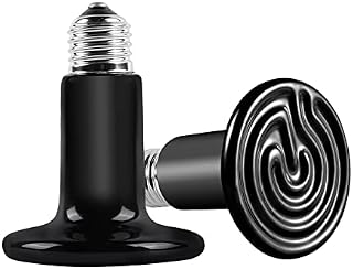 Bonlux Ceramic Heat Bulb, 100W Terrarium Reptile Heat Lamp E27 Black Infrared Ceramic Pet Heat Emitter for Lizards Tortoise Snakes Chicken Aquarium Amphibian (2-Pack)