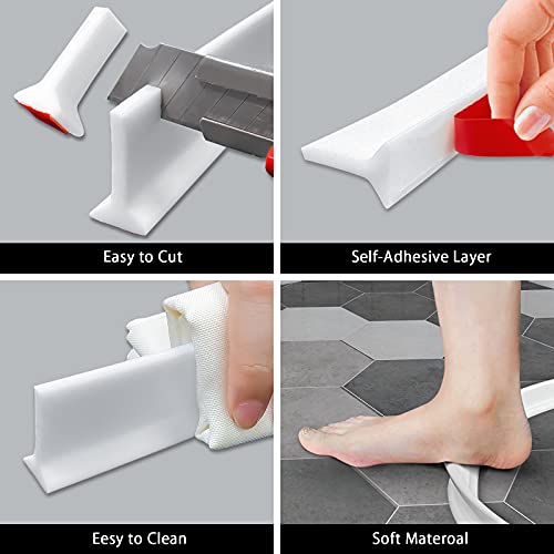 image for Mingting 39 Inch Collapsible Shower Threshold Water Dam Barrier,Silico