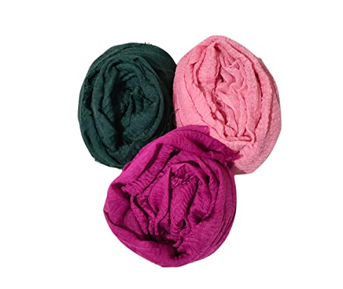 Image of Iba & Isba Women's Plain Crinkled Scarves, Stoles, Hijab (76 x 36 inch)