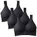 Mirity Padded Sports Bras For Women Freedom Seamless Racerback Spanx Yoga Bra Pack of 3, 3 Black, X-Large