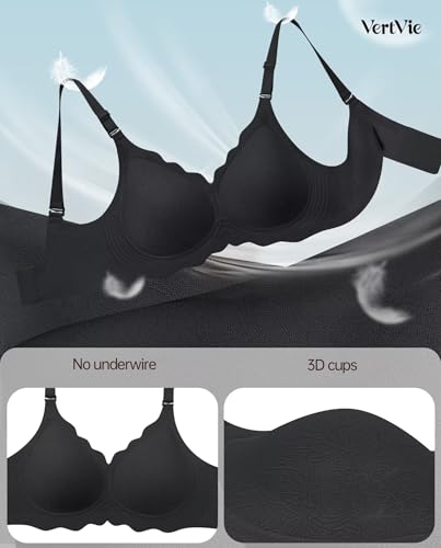 Image of Vertvie Jelly Bras for Women No Underwire Wireless Push Up Bra Full Coverage Bralettes Seamless Comfort Everyday Sports Bra