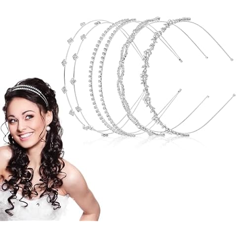 4 Pcs Silver Rhinestone Headbands for Women Cover