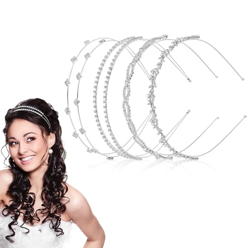 4 fasce per capelli con strass argentati, gioielli per capelli da sposa con brillantini, semplici cristalli, corona di tiara da sposa, scintillanti, accessori eleganti per donne e ragazze