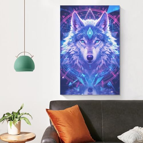 Cuadro de lobo en lienzo para decorar un salón moderno poster de 50x75cm 4