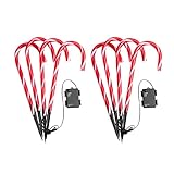 OSALADI Zuckerstangen Lichterketten Weihnachtsweg Marker LED Landschaftsbeleuchtung Batteriebetrieben Wasserdicht für Party Garten Weihnachtsgeschenke 2Er Pack