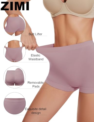 Image of Zimi Collection Tummy Control High Waist Butt Lifter Panties Padded Underwear for Women Hip Enahncer Body Shaper Boyshort