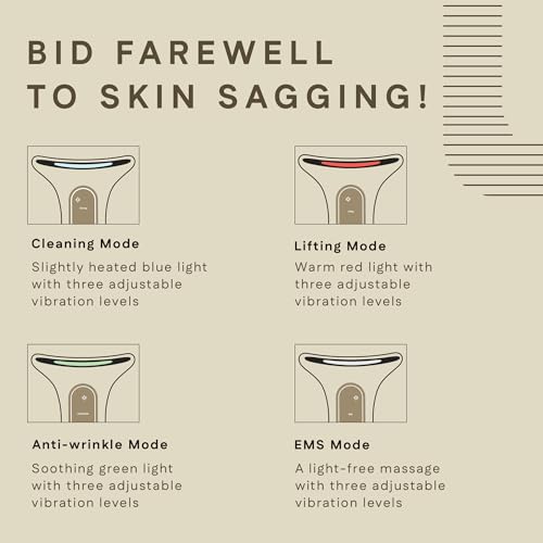 Image of Winston Rechargeable 4 in 1 Face and Neck Massager and Skin Lifting Device with 3-Color LED Therapy and Vibrational Modes, Digital Display, and Multi-Mode Skin Rejuvenation for At-Home Skincare