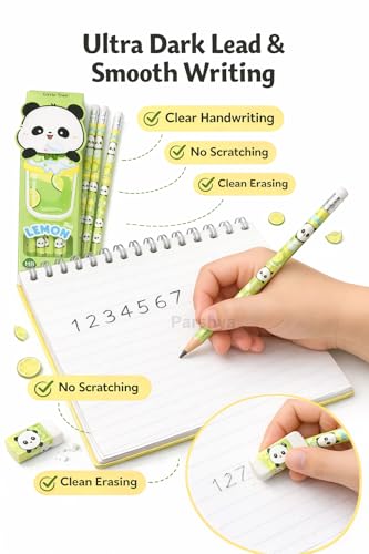 Image of KiddieWorld Cute Panda HB Pencil Set for Kids with Storage Case, 24 Pcs Writing Pencils, Break Resistant Dark Lead, Smooth Writing School Stationery, Birthday Return Gift, Back to School Supplies