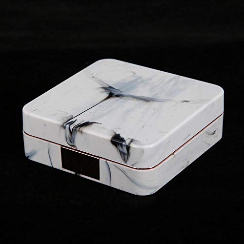Étui à lentilles de surface de contact en marbre, Kit de voyage portable Miroir Récipient de trempage de mode Mini flip top Ensemble de soins des yeux Boîte de miroir pour voyage et maison(Or rose) - Image 5