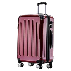 BEIBYE Hartschalen Koffer Trolley Rollkoffer Reisekoffer 4 Zwillingsrollen Polycabonat (Rot, Handgepäck 55cm-40L)