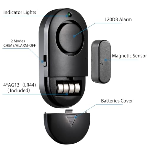 Window Door Alarm, Pool Alarms Black Personal Home Kids Security for House, Office (8 Pack)