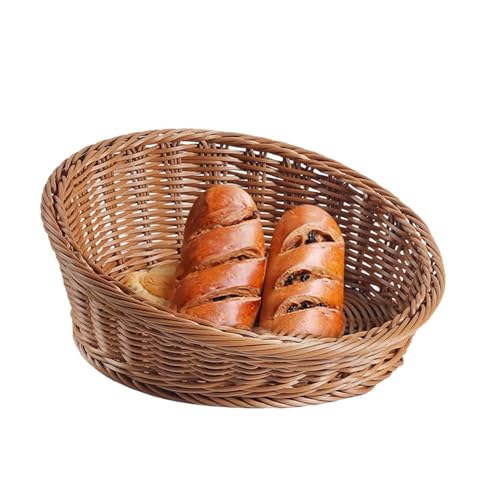 Canasta de servicio tejido, cesta tejida inclinada, Pantalla de frutas de pan de cocina de canasta de mimbre, Tablero de mesa Soporte de alimentos Home Keys Billets Bandeja Versátil para dulces, galle