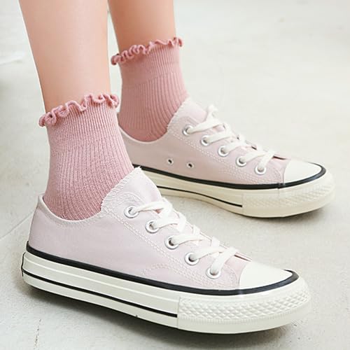 Yjcnelcr Chaussettes hautes en coton pour femme - Jolies chaussettes à volants Lolitas - Chaussettes courtes - Cadeaux de bonneterie, vert foncé, Taille unique – vue 5