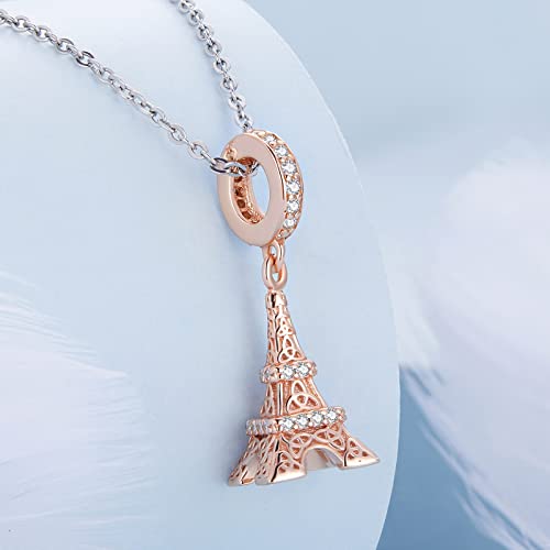 Dije colgante Torre Eiffel plata ley 925 hecho a mano compatible con pulseras 4