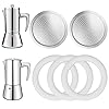 2 pcs filter with 3 pcs silicone gasket seals for 4 cup stovetop espresso coffee maker replacement parts for 304 stainless steel moka pot  urban country home decor