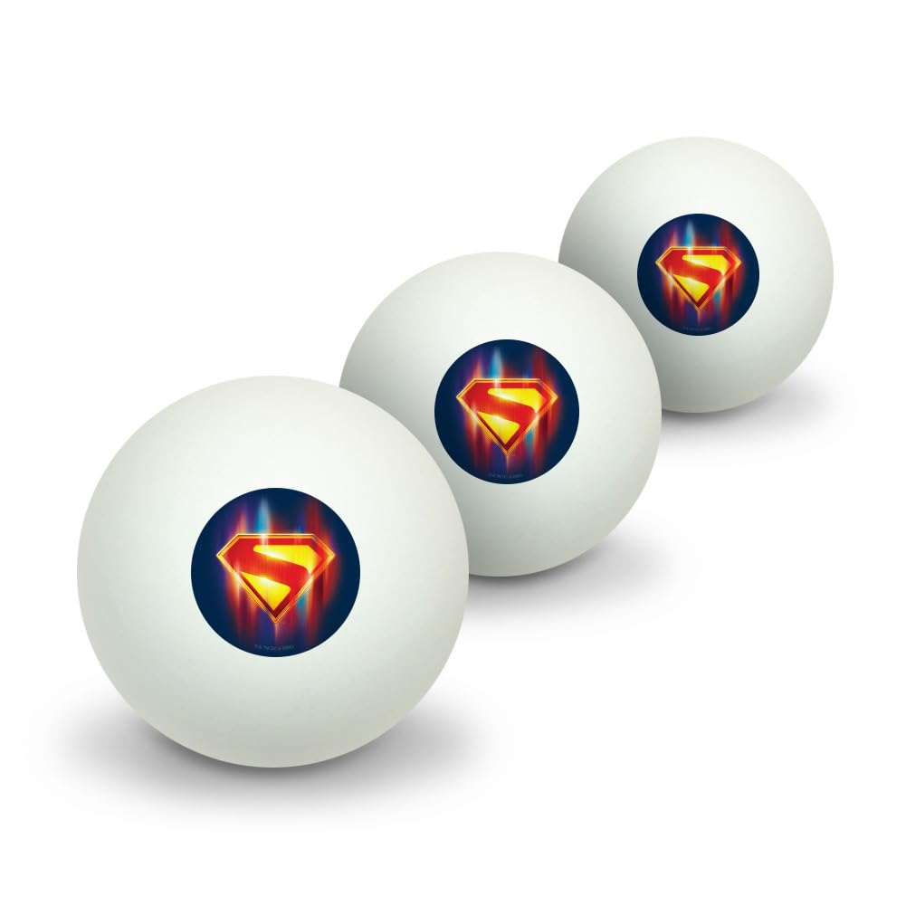 GRAPHICS & MORE Superman 2025 Glowing Shield Novelty Table Tennis Ping Pong Ball 3 Pack