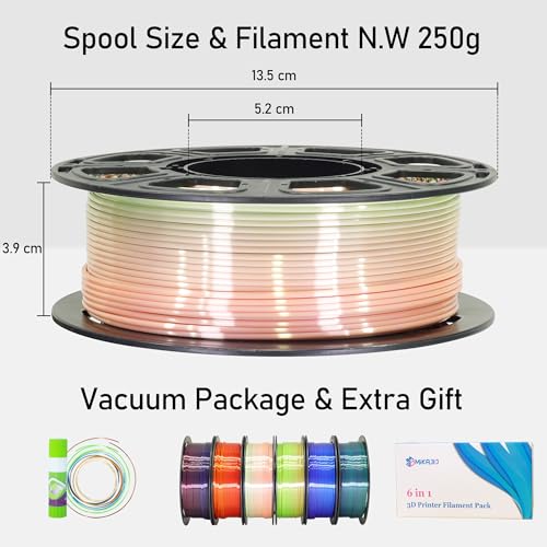 Image of MIKA3D Mixed 6 Spools Fast 2 Color Change 3D Printer Filament Bundle, It Packed with 6 Beautiful Color Change Silk PLA Filament, Each Spool 250g, 6 Spools, Total 1.5kg Silk PLA Bundle 250g X 6