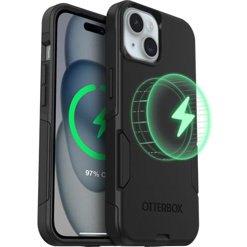 Image of OtterBox iPhone 15 Plus /14 Plus Commuter Series MagSafe Case - Black | 3X MIL Drop Protection - Dual-Layer Shockproof Design - Pocket-Friendly - Raised Edges - Port Covers - Non-Retail Packaging