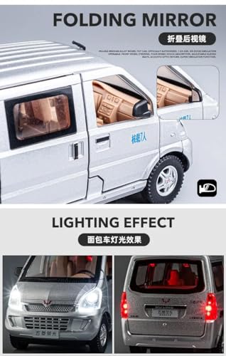 Image of Metal Pull Back Diecast Car 1:24 Big Wuling Van Pull Back Car Model With Sound Light Boys Gifts Toys For Kids?Pack Of 1?, Multicolor