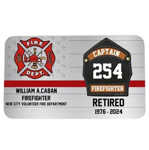 Personalized Firefighter Helmet Shields Badge Custom Department & Name Aluminum Wallet Card