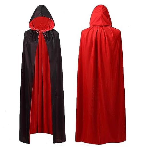 Huayifa Largo Capa con Capucha, Capa Negra para Adulto y Niño Unisex de Halloween Carnaval Navidad Fiesta Disfraz ， Reversible Capa Negro Rojo（140）