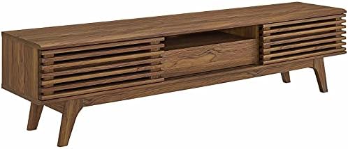 Modway Render 70" Mid-Century Modern Low Profile Entertainment TV Stand, 70 Inch, Walnut Walnut