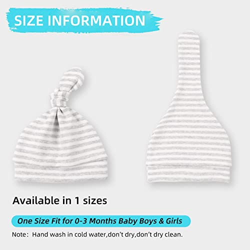 Image of Original Cotton Newborn Hats for Girls Striped Preemie Baby Hats Bear Ears Infant Boys Beanies 0-6 Months