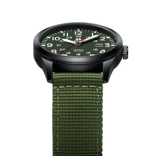 Image of LN LENQIN Mens Watches Unisex Military Sport Nylon Strap Stylish Luminous Fashion Analog Quartz Watch for Men Waterproof Army Tactical Casual Wristwatch