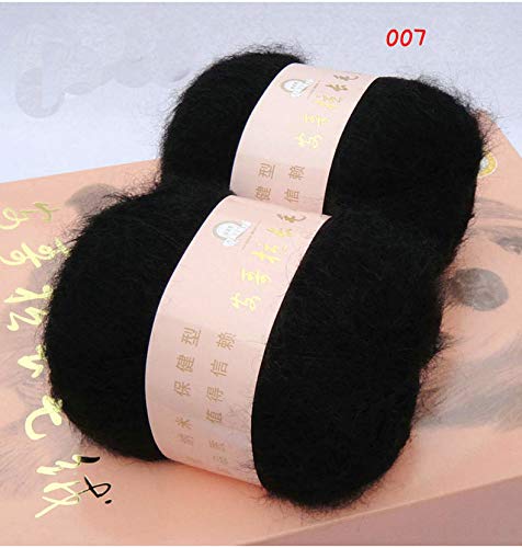6 Balls Angora Mohair Wool Yarn Soft Fingering Baby Mohair Cashmere Hand Crochet Yarn For Knitting Diy Scarf Sweater Thread Yarn 300G (Black) #TOP1