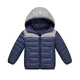 VBGHZXJL Girls Hooded Puffer Jacket Lightweight Winter Coat Warm Quilted Zipper Outerwear With Pockets For Kids Girls Fashion (Navy,9-10 Years)
