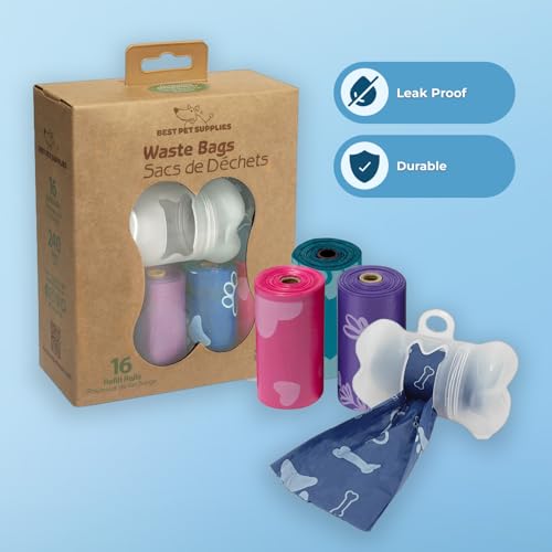 Image of Best Pet Supplies Dog Poop Bags for Waste Refuse Cleanup, Doggy Roll Replacements for Outdoor Puppy Walking and Travel, Leak Proof and Tear Resistant, Thick Plastic - Assorted Colors, 240 Bags