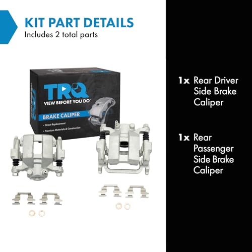 Image of TRQ Rear Brake Caliper Set Zinc Coated Brackets Compatible with 2005-2007 Infiniti G35 2006-2009 M35 M45 2006-2009 Nissan 350Z