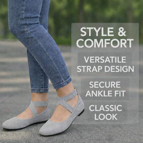 Image of EMMA NEW YORK Ankle Strap Flats for Women, Women Flat Ballerina Shoes, Women's Ballet Flats with Strap
