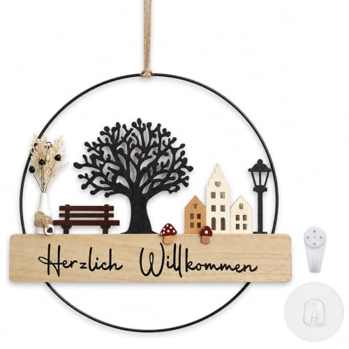Weihnachtsdeko am Hauseingang fürs Babyjahr: 20 Amazon-Finds, süß – Willkommensschild Haustür ø28cm Türkranz Herzlich