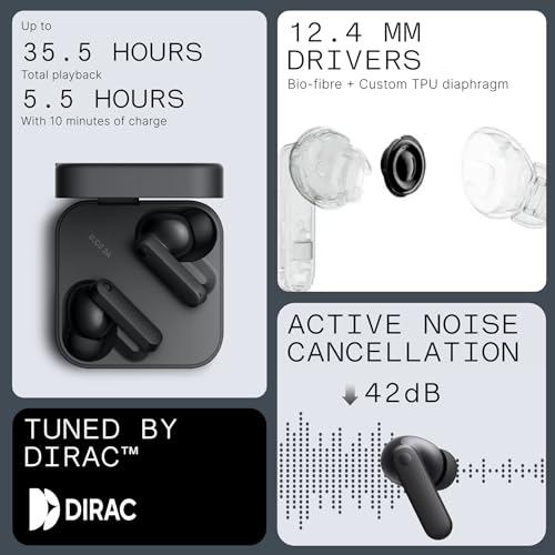 undefined CMF Buds 2a Wireless Earbuds 2025 New Active Noise Cancelling 42dB Hybrid ANC Bluetooth Headphones, 12.4mm Dynamic Driver for Big Bass, 4 Mic Clear Calls, Sport Ear Buds for iPhone, Android, Dark Grey の商品画像 3