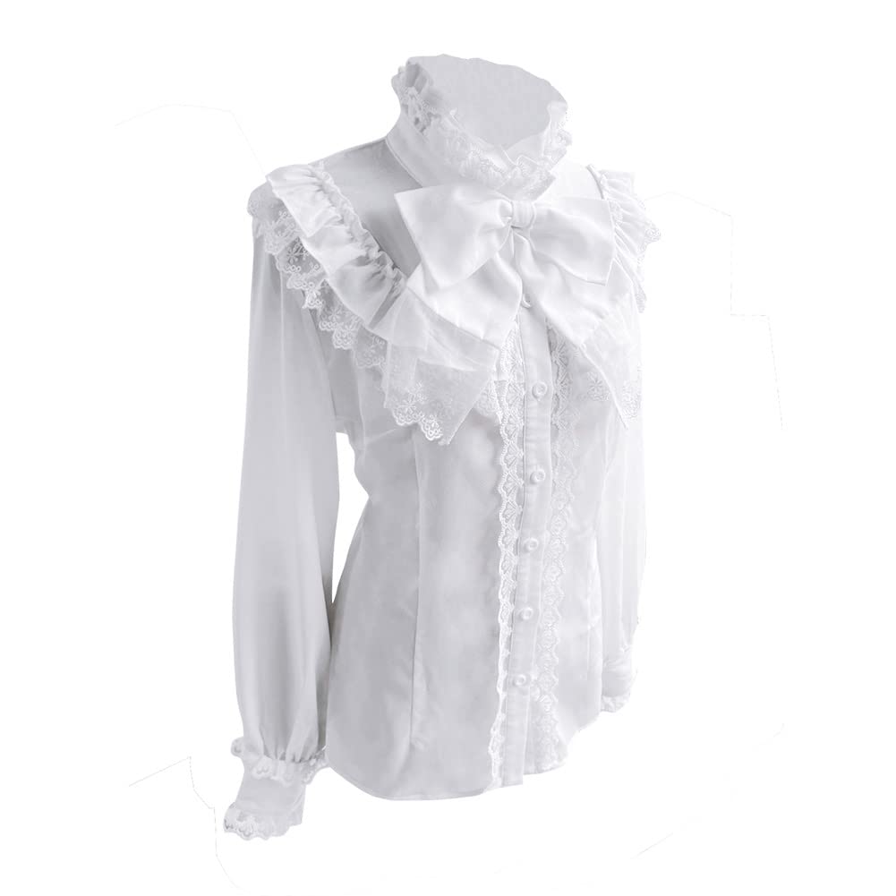 COMBACK Victorian Blouse Women’s Gothic Lolita Renaissance Shirt Vintage Long Sleeve Lotus Ruffle