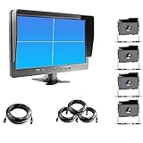 WYYHAA 10' AHD Wired Back Camera System Kit, 1024 * 600 HD DVR Recording Quad Split Rear View Monitor, IP67 Impermeable Visión Nocturna Cámara De Visión Lateral Trasera Evite El Punto Ciego,B