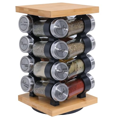 Orii 16-Jar Rotating Spice Rack with Spices Included – Pre-Filled Spice Racks with 5-Year Refill Program - Flavorful Spices