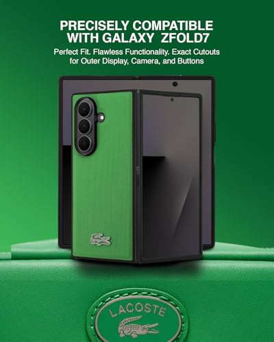 Image of CG MOBILE Lacoste [Official Licensed] Magnetic Compatible | Hard Case | Iconic Petit Pique PU Lacquer Logo Protective Case /Cover Designed for Galaxy Z Fold 7 (2025) - Green