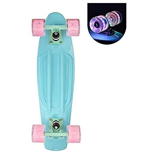 Cruiser Skateboard for Girls with LED Light Up Wheels Cool Completed Skate Board 22 inch for Kids Teens Beginners Standard Skateboard with Carrying Bag