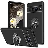 Holilo Cover per Google Pixel 7 Pro, 【TPU + PC】Metallo Rotante a 360° Supporto Anti graffio Anti impronte digitali Minimalista Custodia - Nero