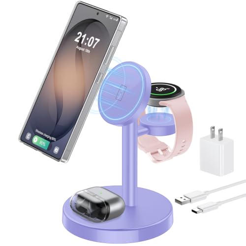 Image of 2026 Magnetic Wireless Charger for Samsung, 3 in 1 Super Fast Charging Station Compatible with MagSafe, Phone Charger Stand for Samsung Galaxy S26 Ultra S25 Z Fold /Flip 7