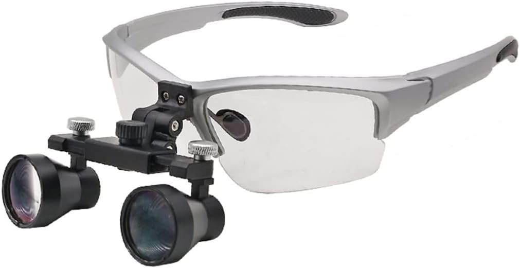 Binocular Loupe 2.5X Dental Loupe with Light Goggles Long Working Distance Glasses Protection(E)