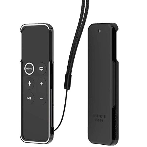 Image of Oboe Sikai Shockproof Protective Case for Apple TV Siri Remote Anti-Slip Soft TPU Cover for Apple TV 4K Remote Anti-Lost with Remote Loop (Black-White)