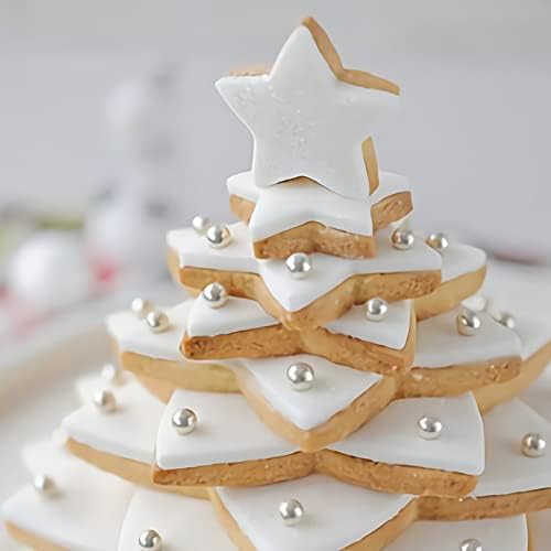 12 Pcs Christmas Star Cookie Tree Cutter Set Star Cookie Cutters Xmas Decoration Fondant Donut Cookie Cutters kit for Christmas Tree Gift Cookie Tower