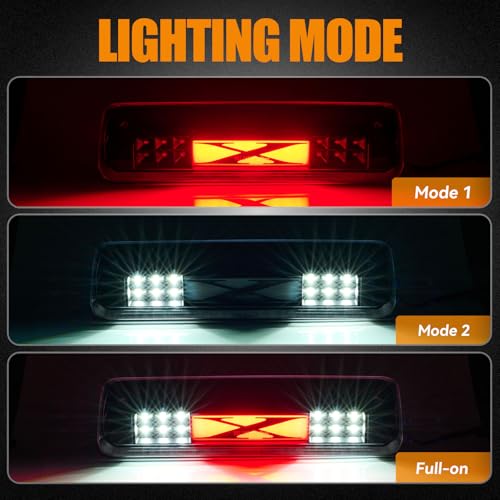 Image of Third 3rd Brake Light LED for 2004 2005 2006 2007 2008 Ford F150, High Mount Rear Brake Lights Assembly for 04-08 F-150, Waterproof Center Cab Cargo Lamp Stop Light (X Style)