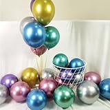 Globos Metálicos Cromados de Látex, #12, 50 Piezas, Multicolor para Fiestas y Decoración