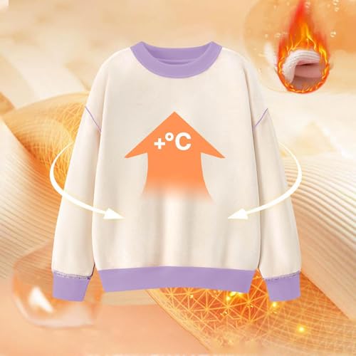 Youth Girls Sherpa Fleece Lined Sweatshirt Thickened Warmth Oversized Pullover Tops Fall Winter Comfy Soft Clothing2
